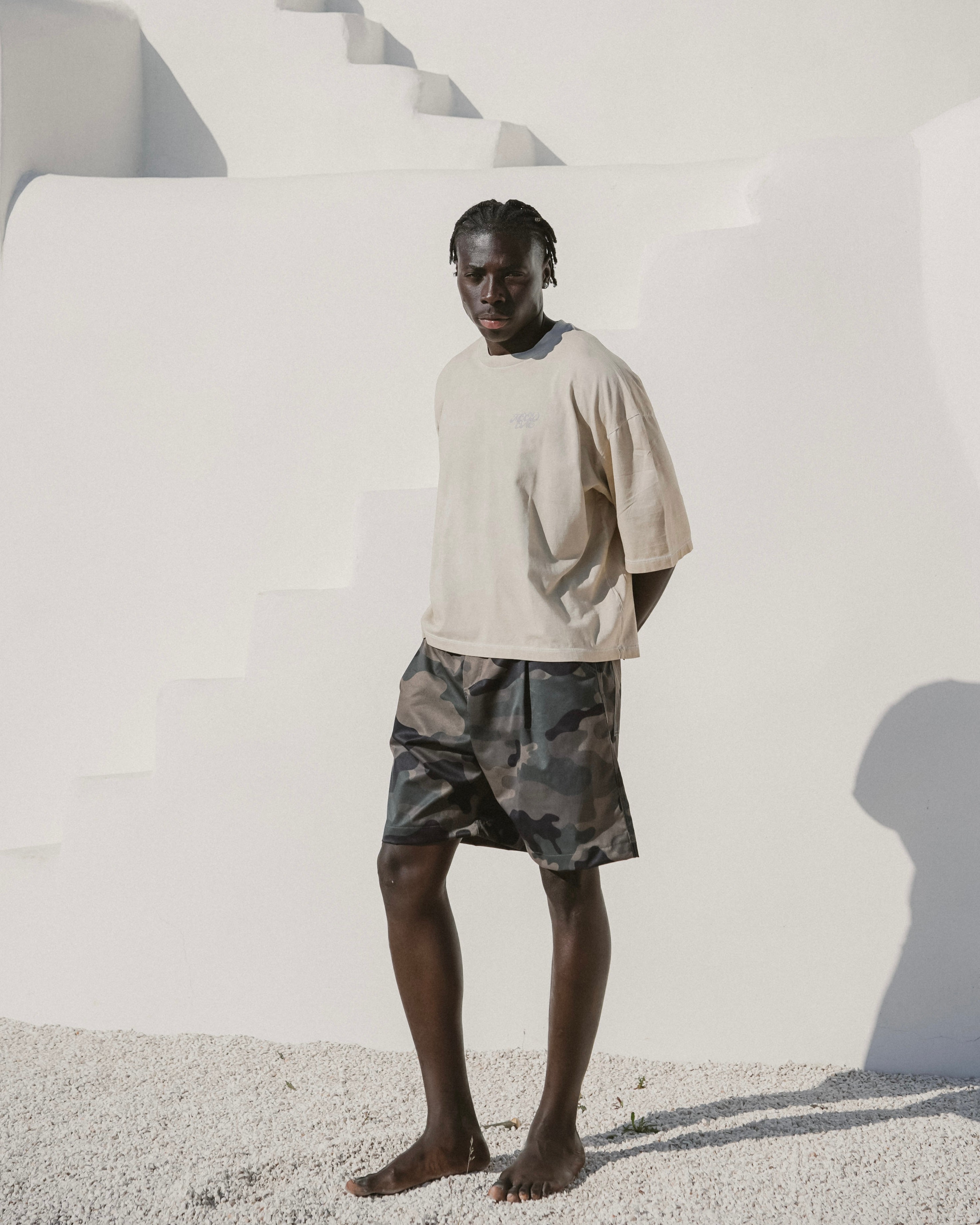 Faded yellow printed tee