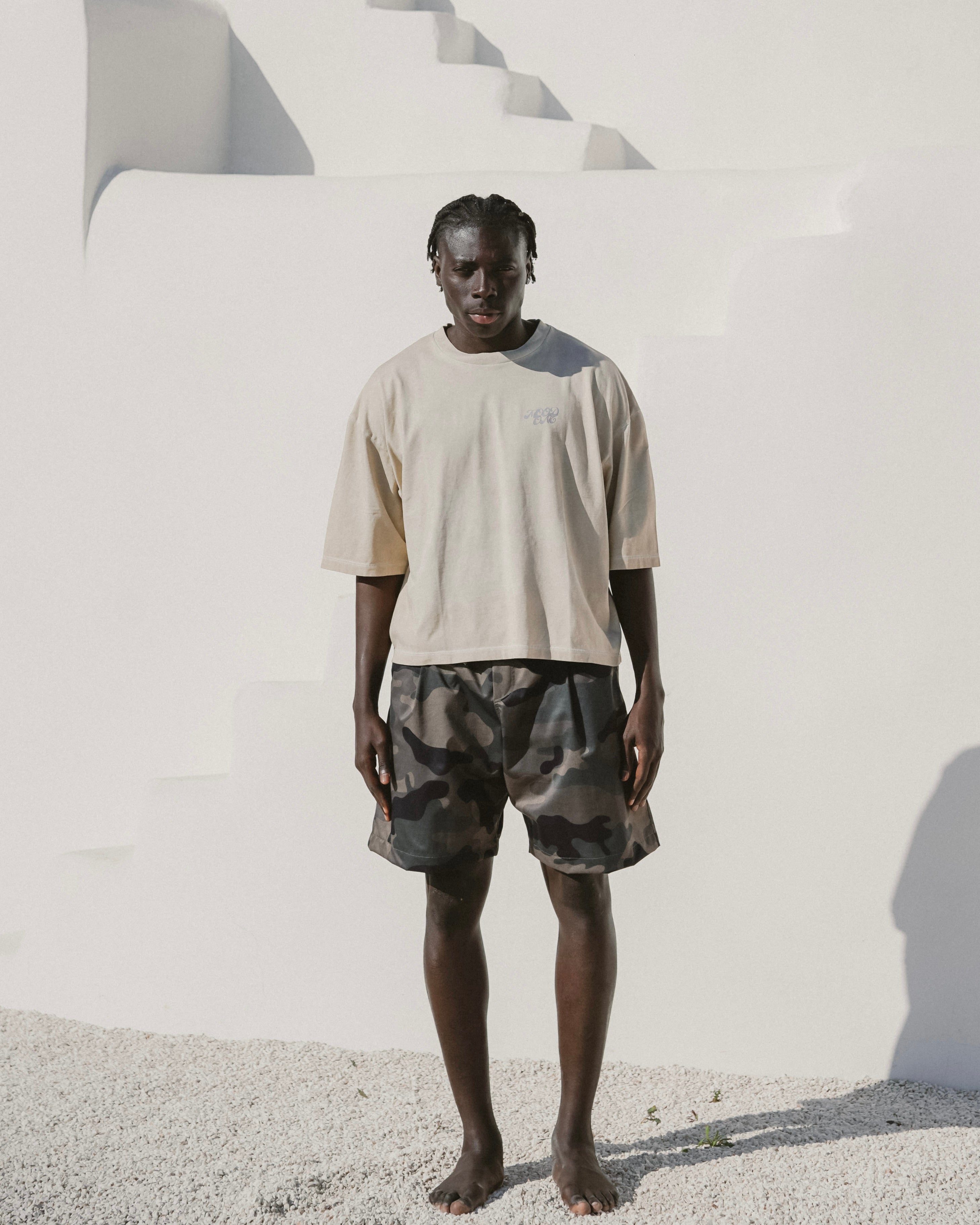 Faded yellow printed tee