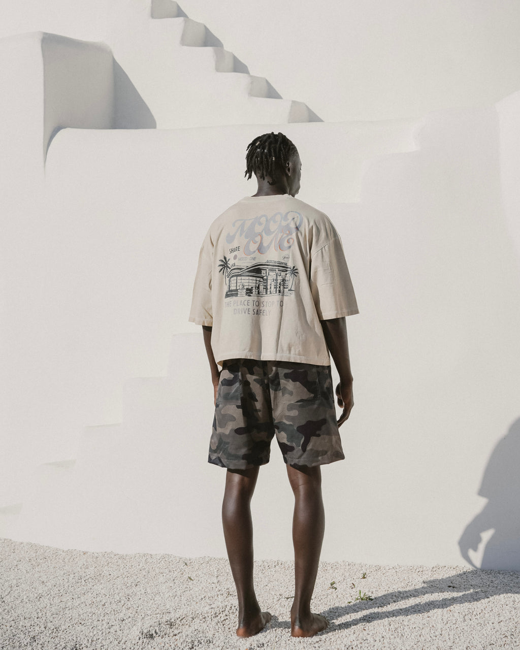 Faded yellow printed tee