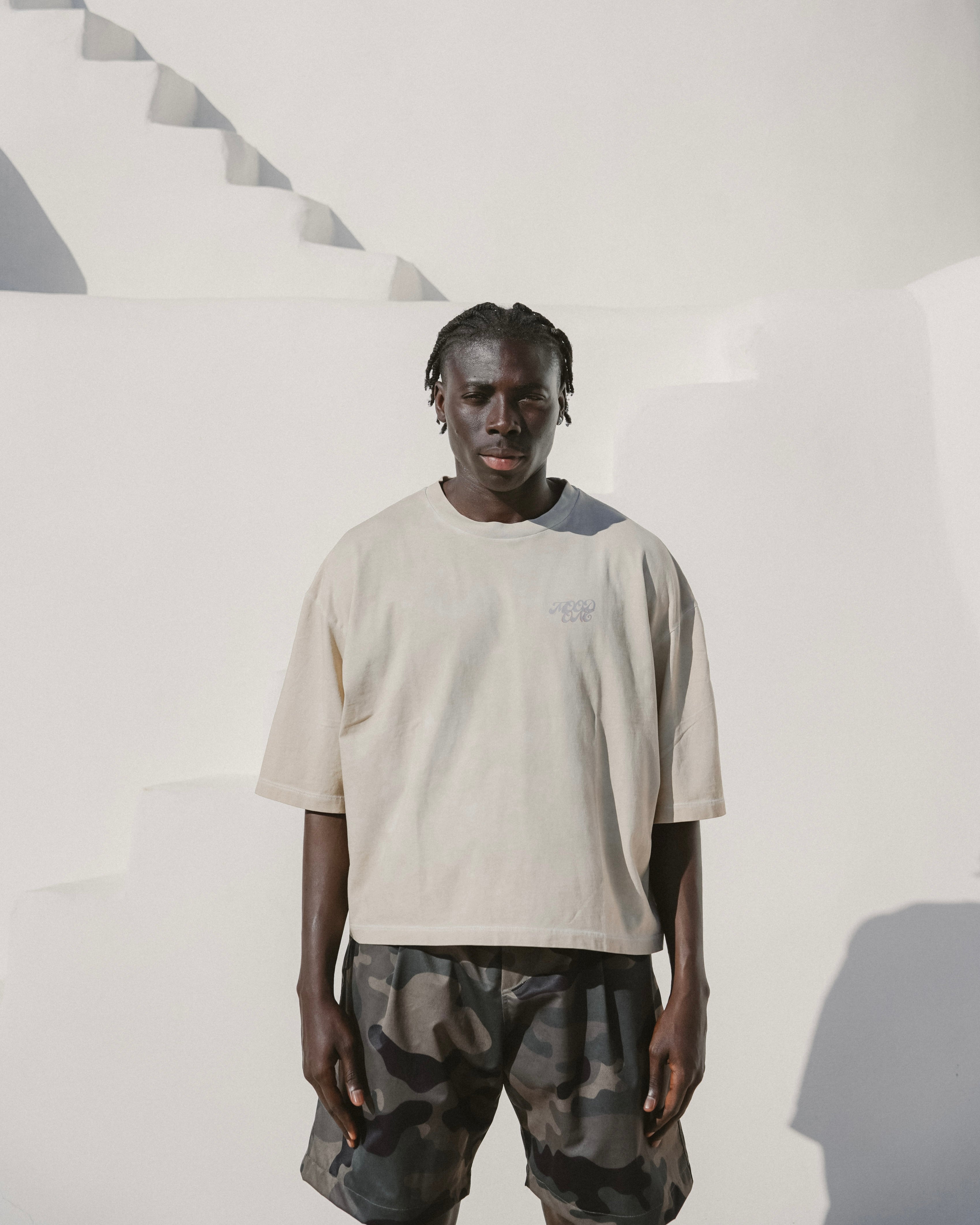 Faded yellow printed tee