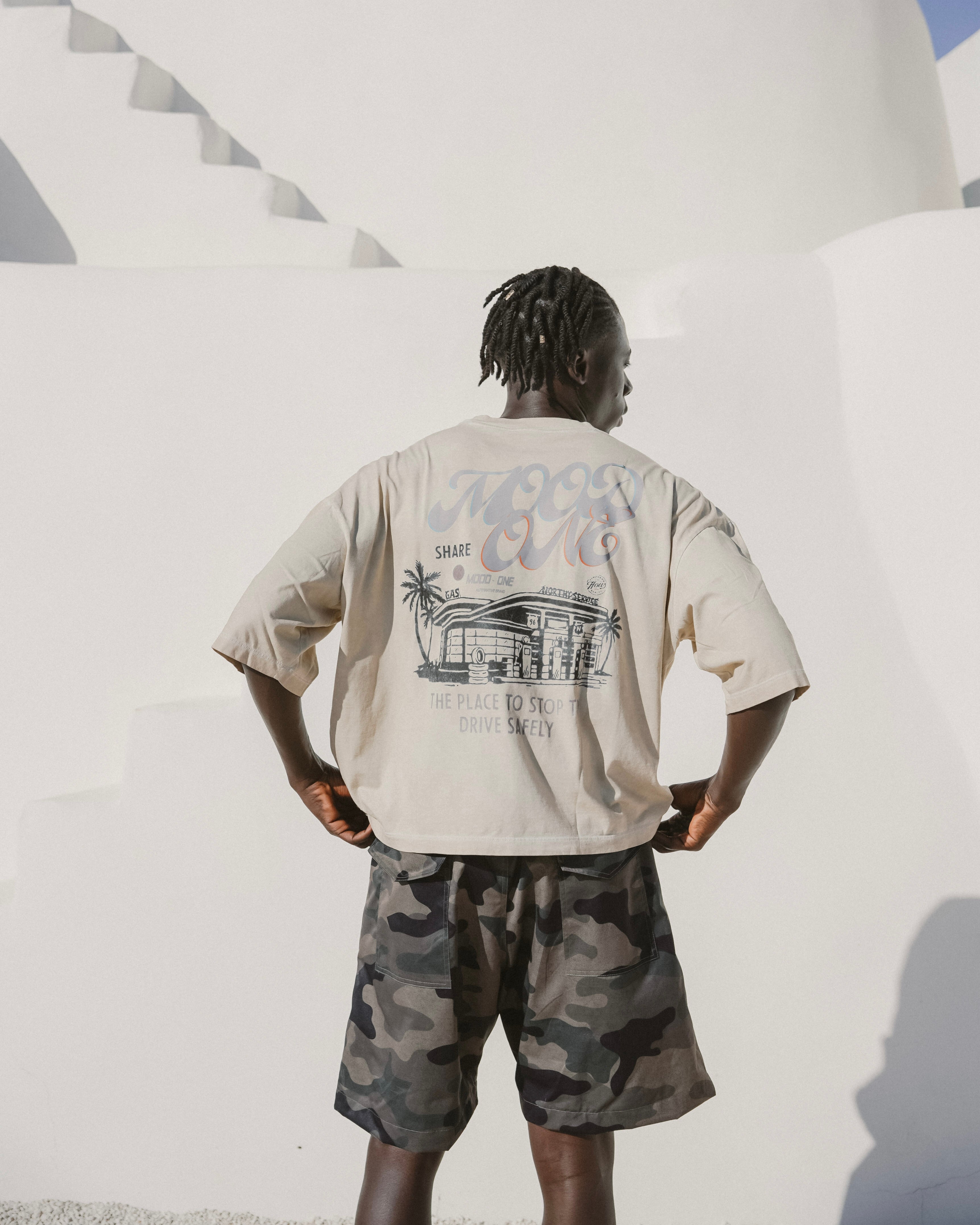 Faded yellow printed tee