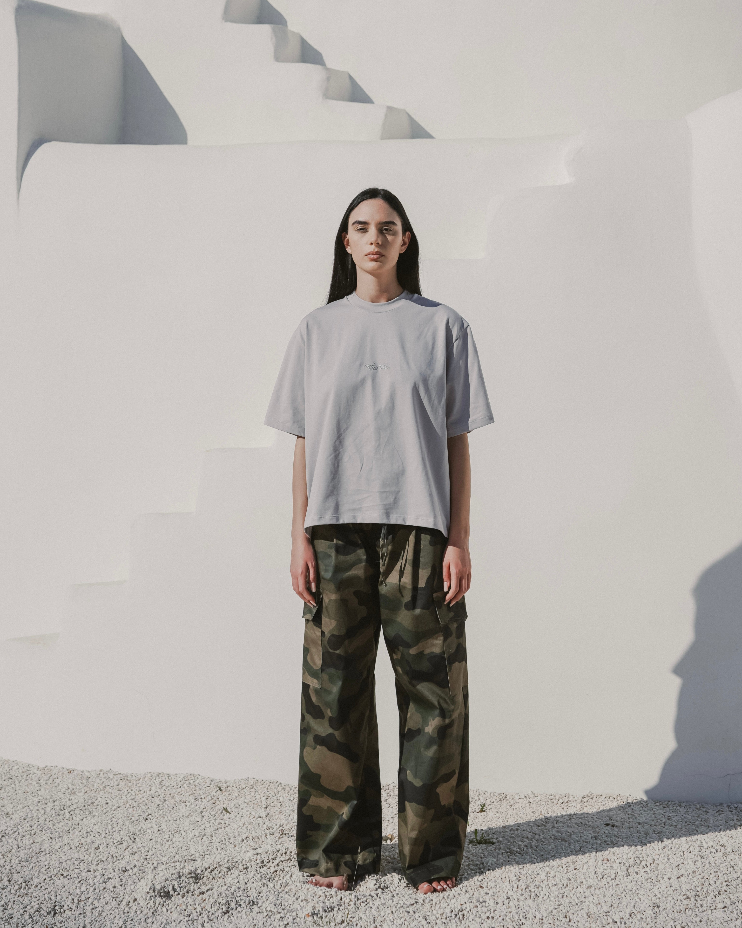 Grey embroidered tee