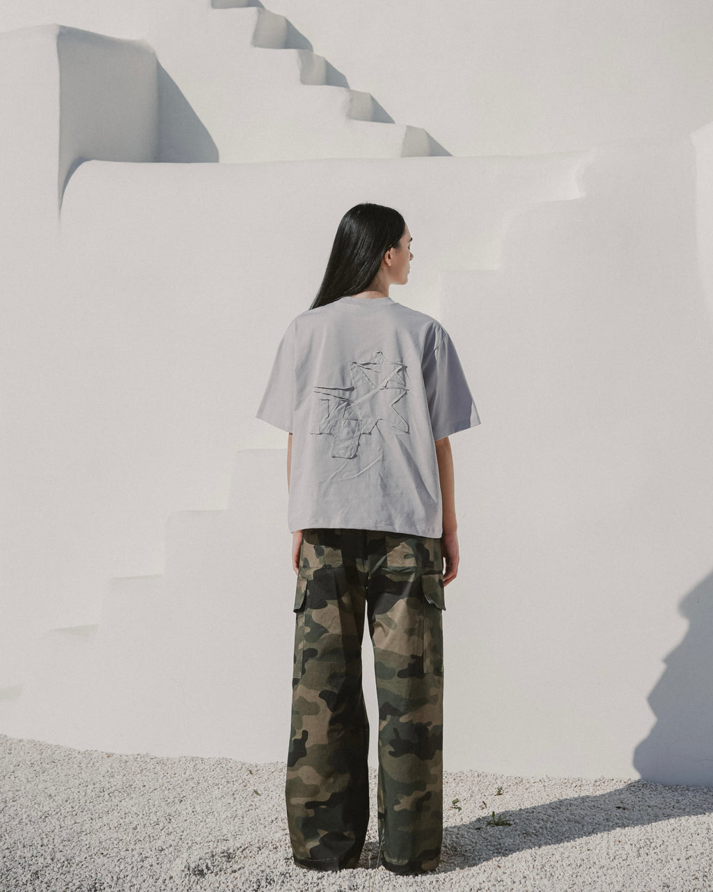 Grey embroidered tee