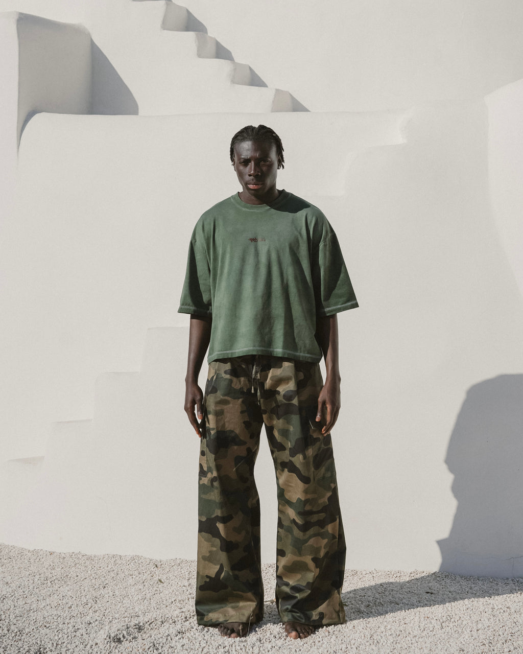 Faded dark green printed tee