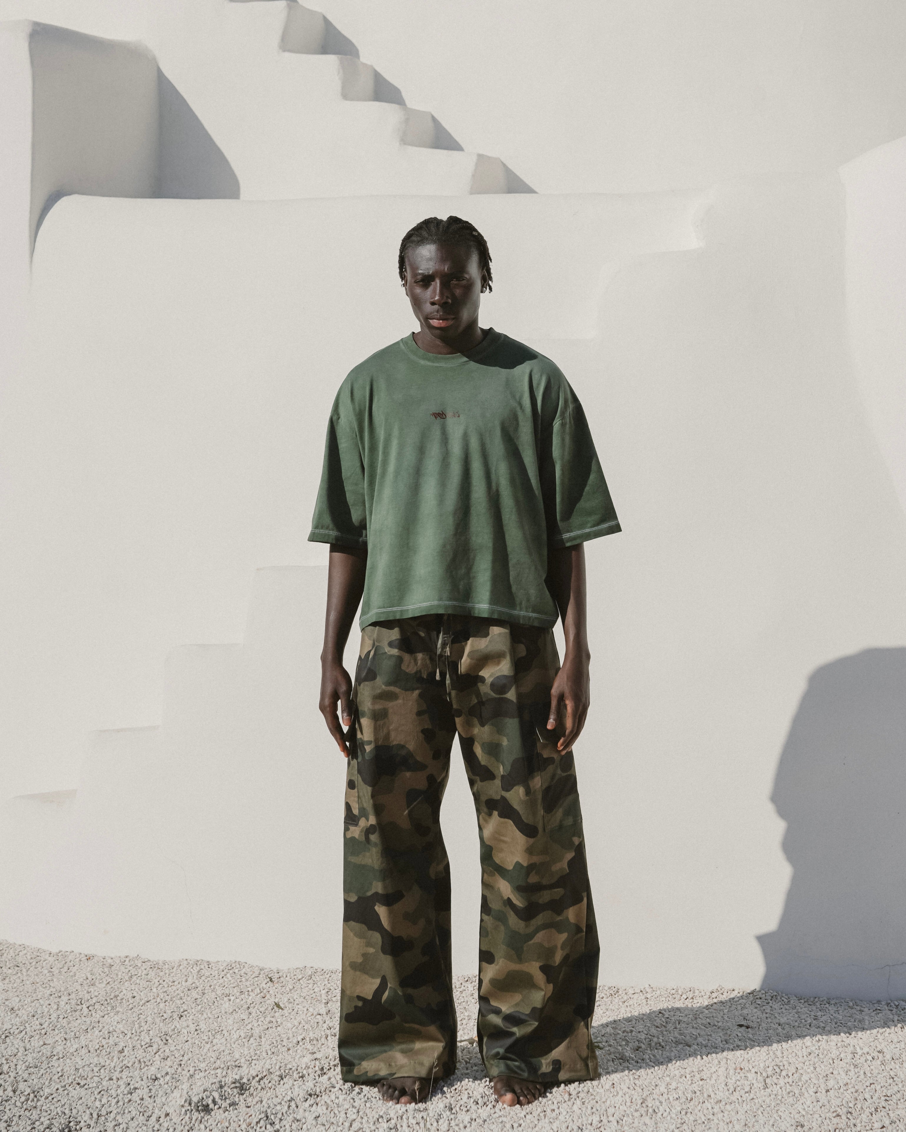 Faded dark green printed tee