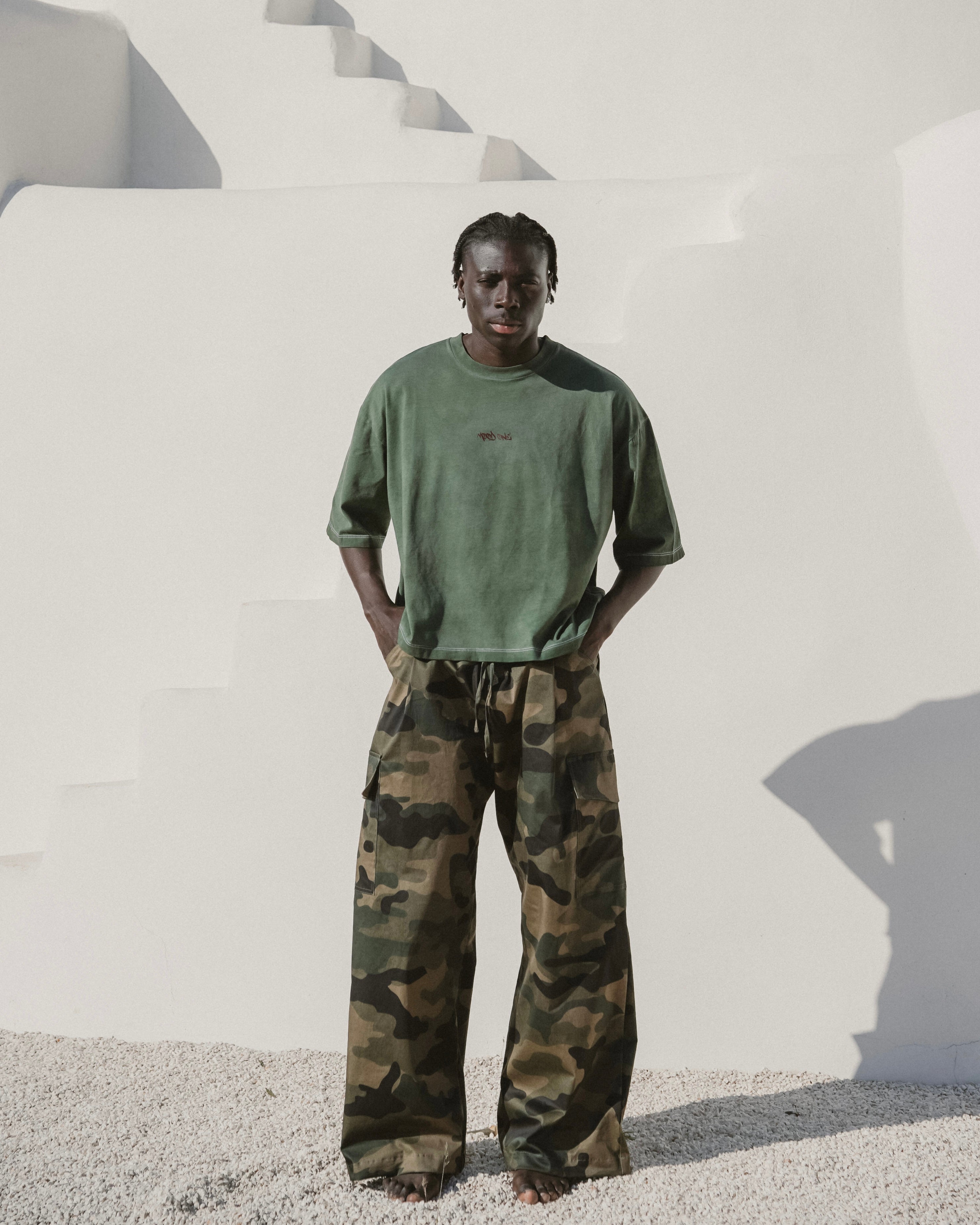 Faded dark green printed tee