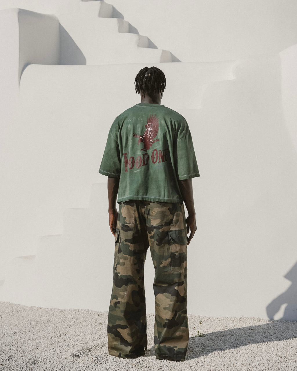 Faded dark green printed tee