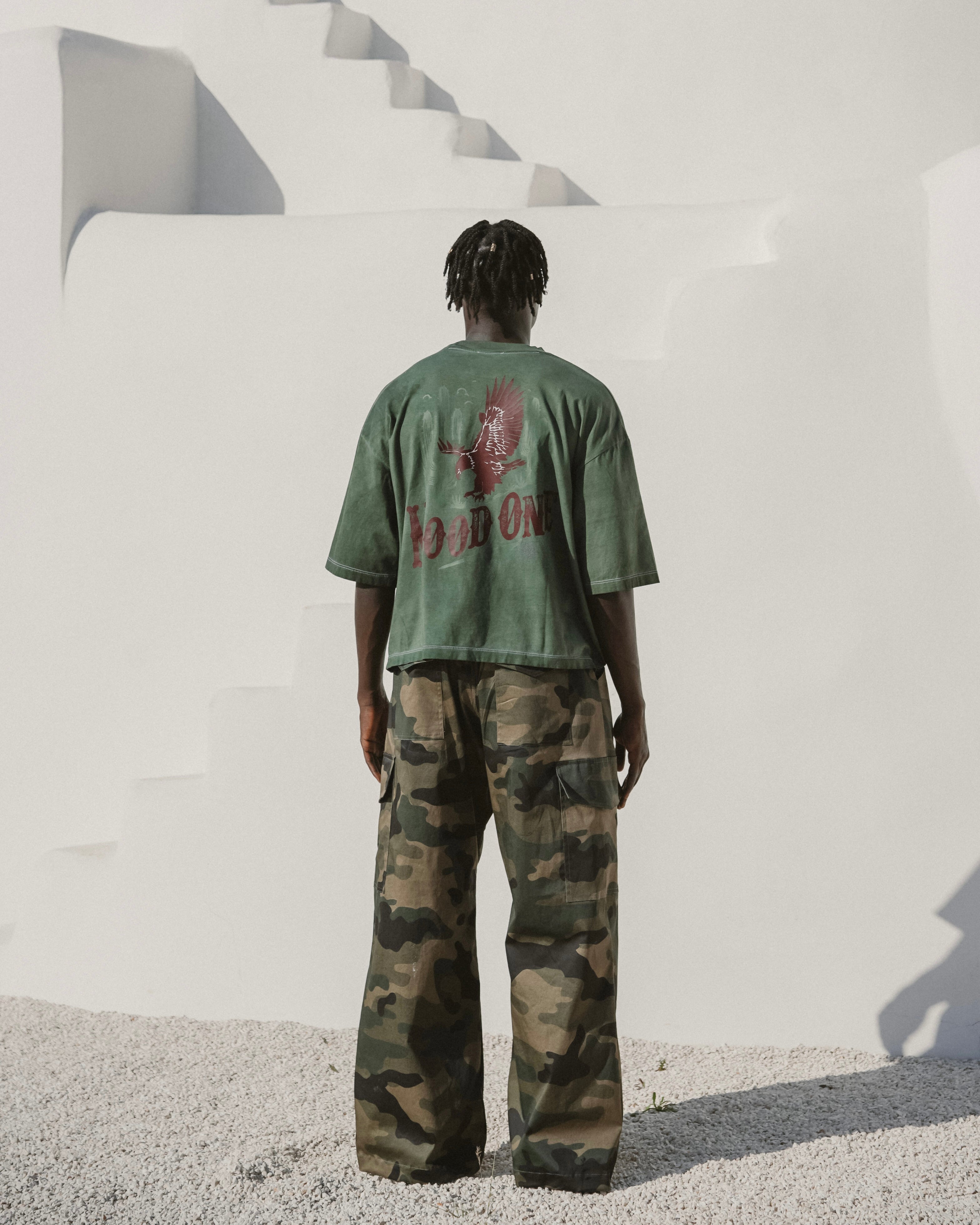 Faded dark green printed tee
