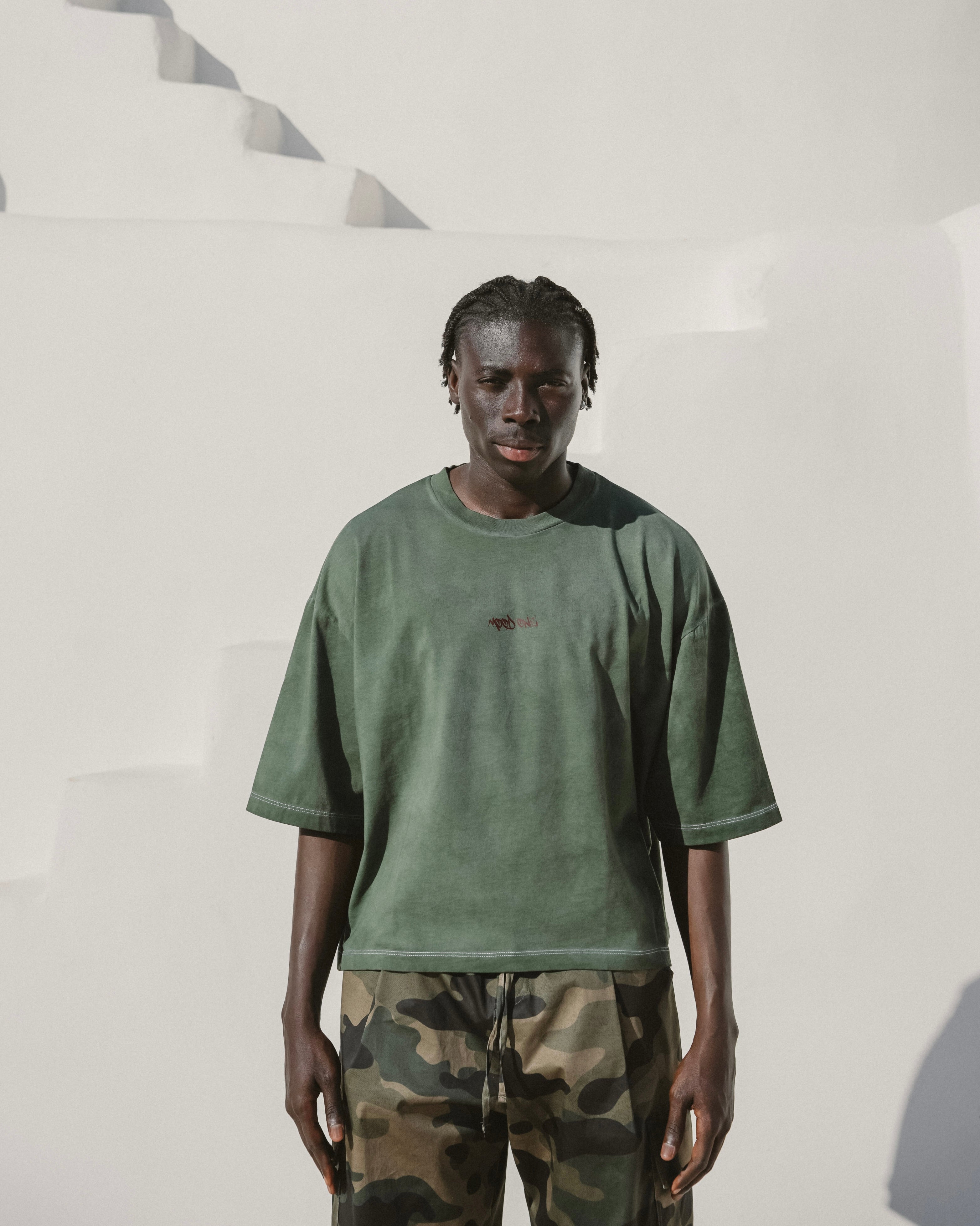 Faded dark green printed tee