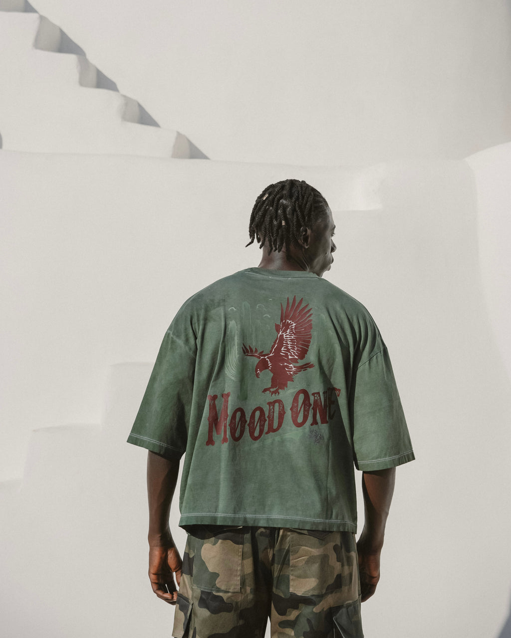 Faded dark green printed tee