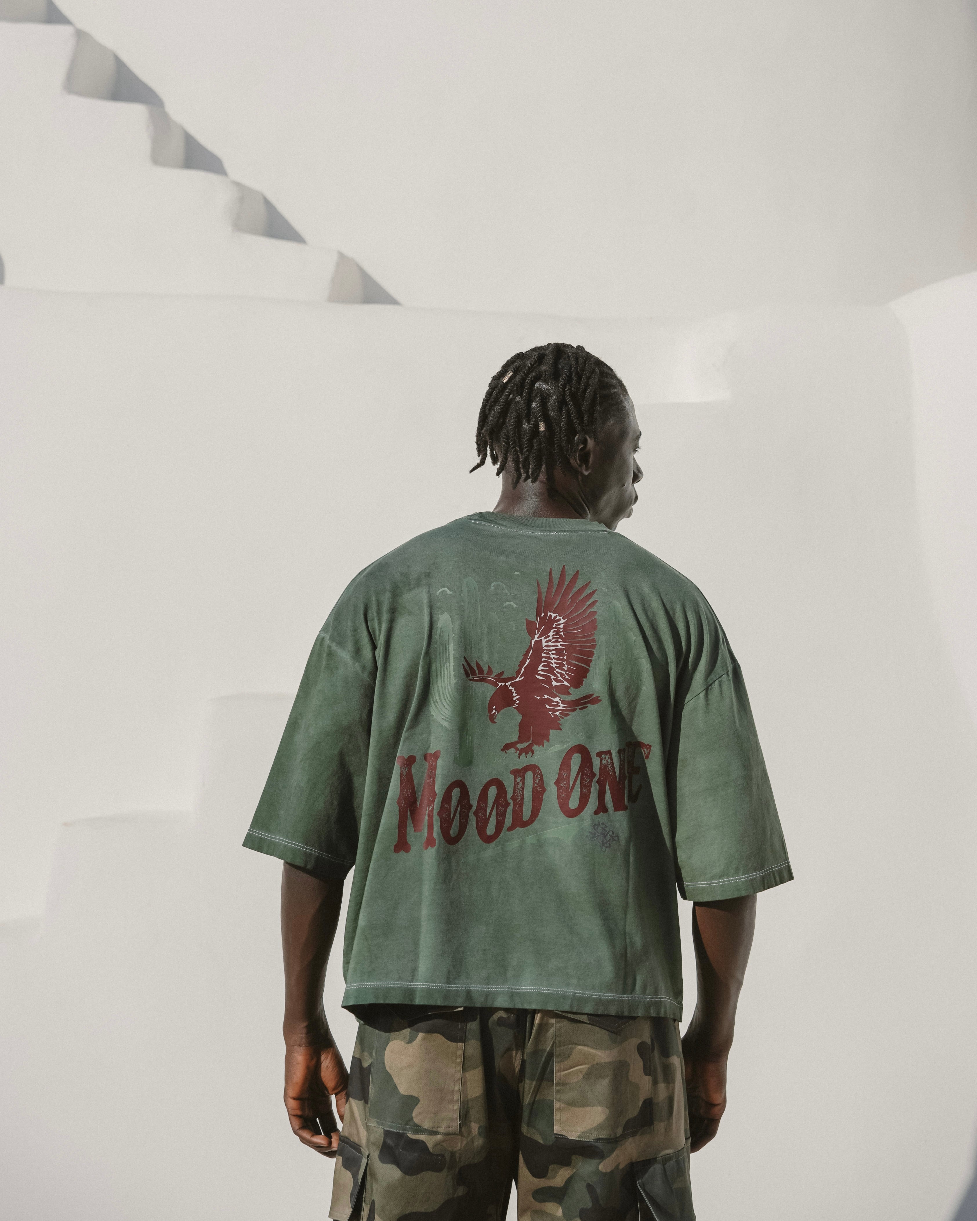 Faded dark green printed tee