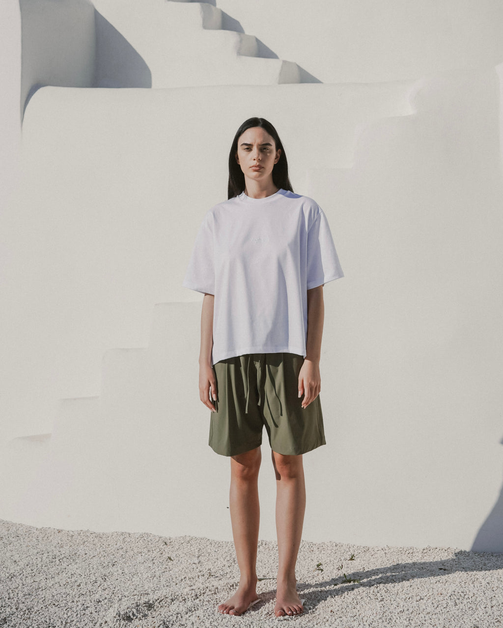 White embroidered tee