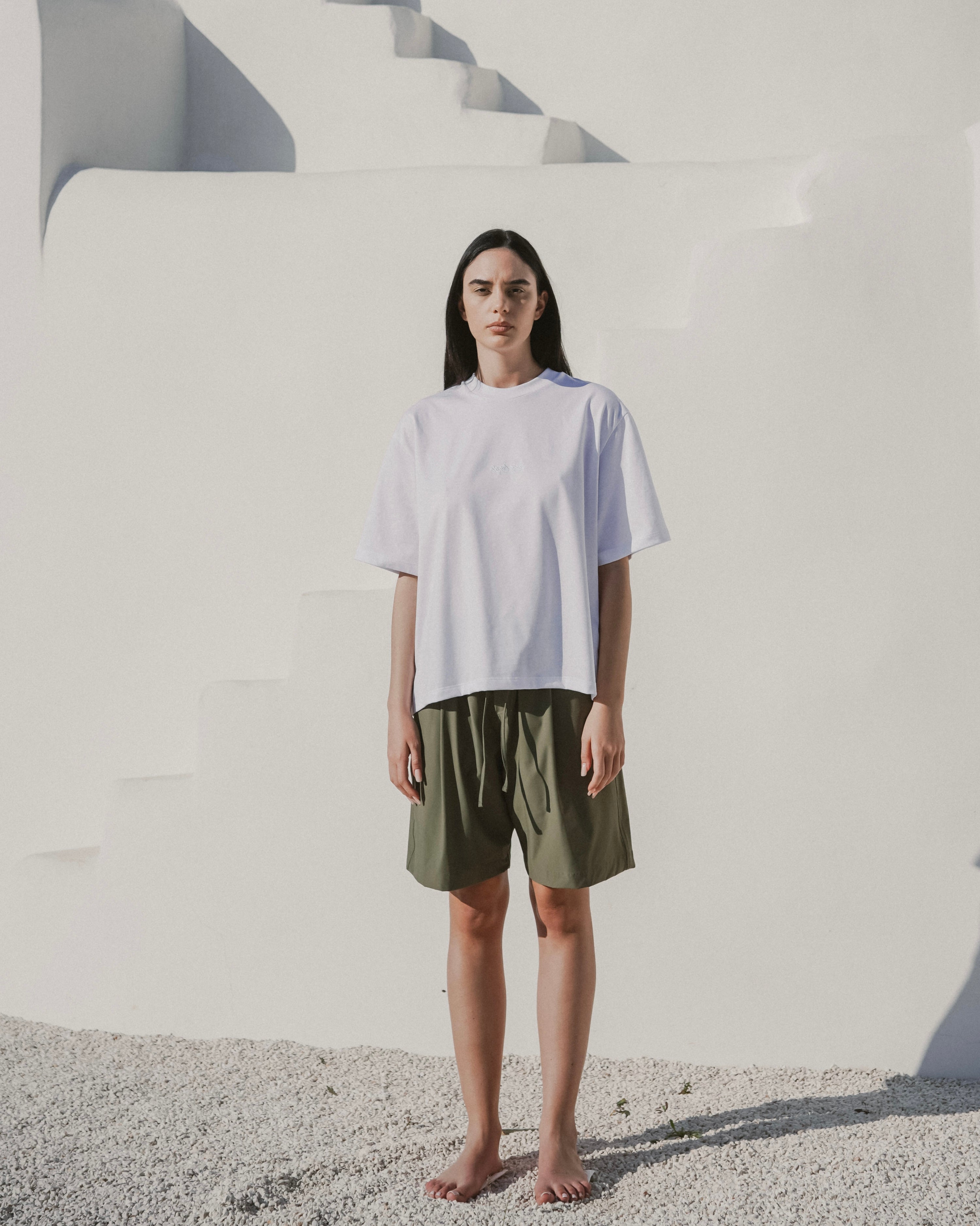 White embroidered tee