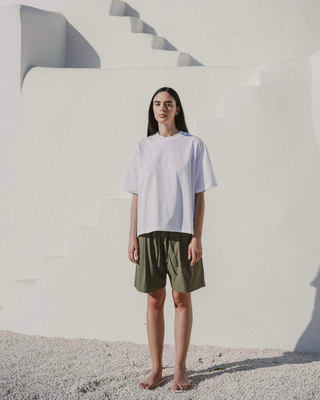 White embroidered tee