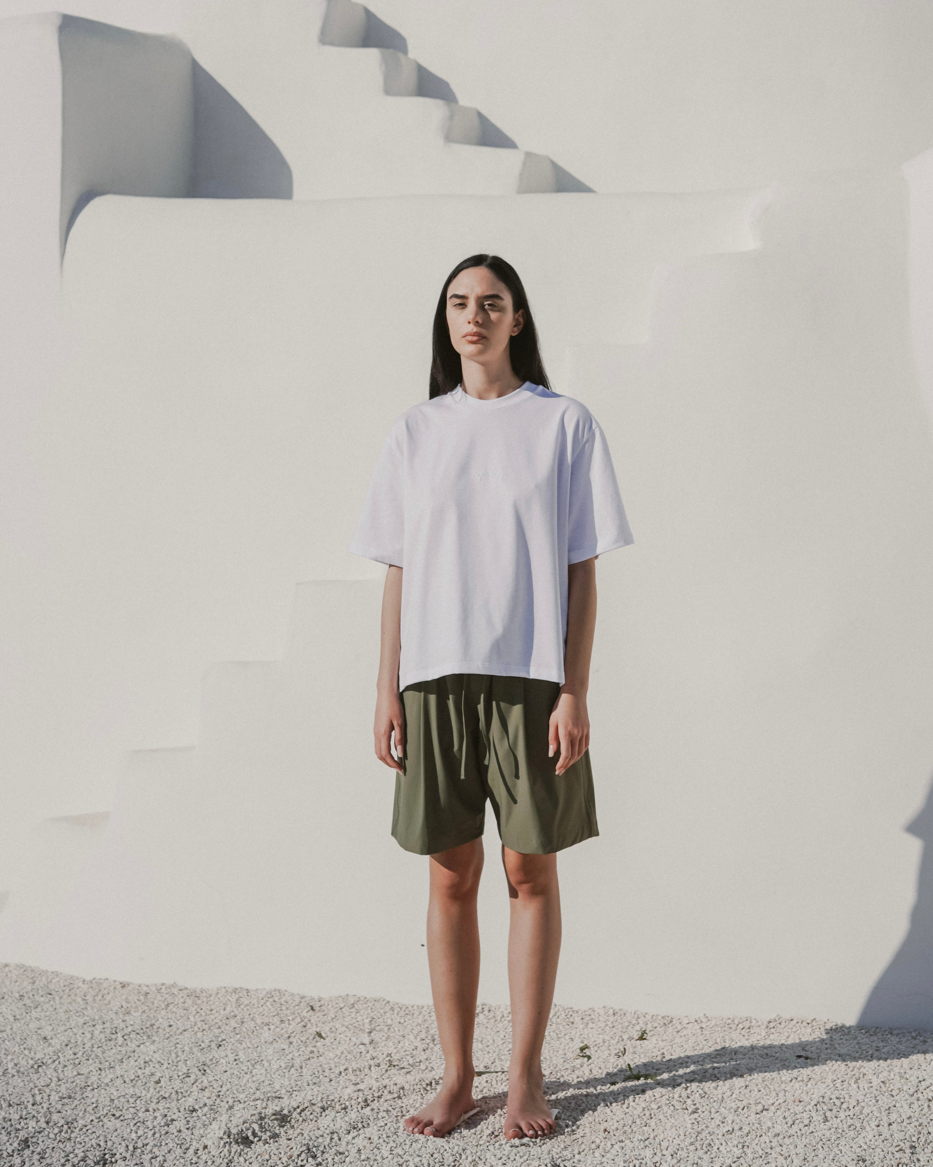White embroidered tee