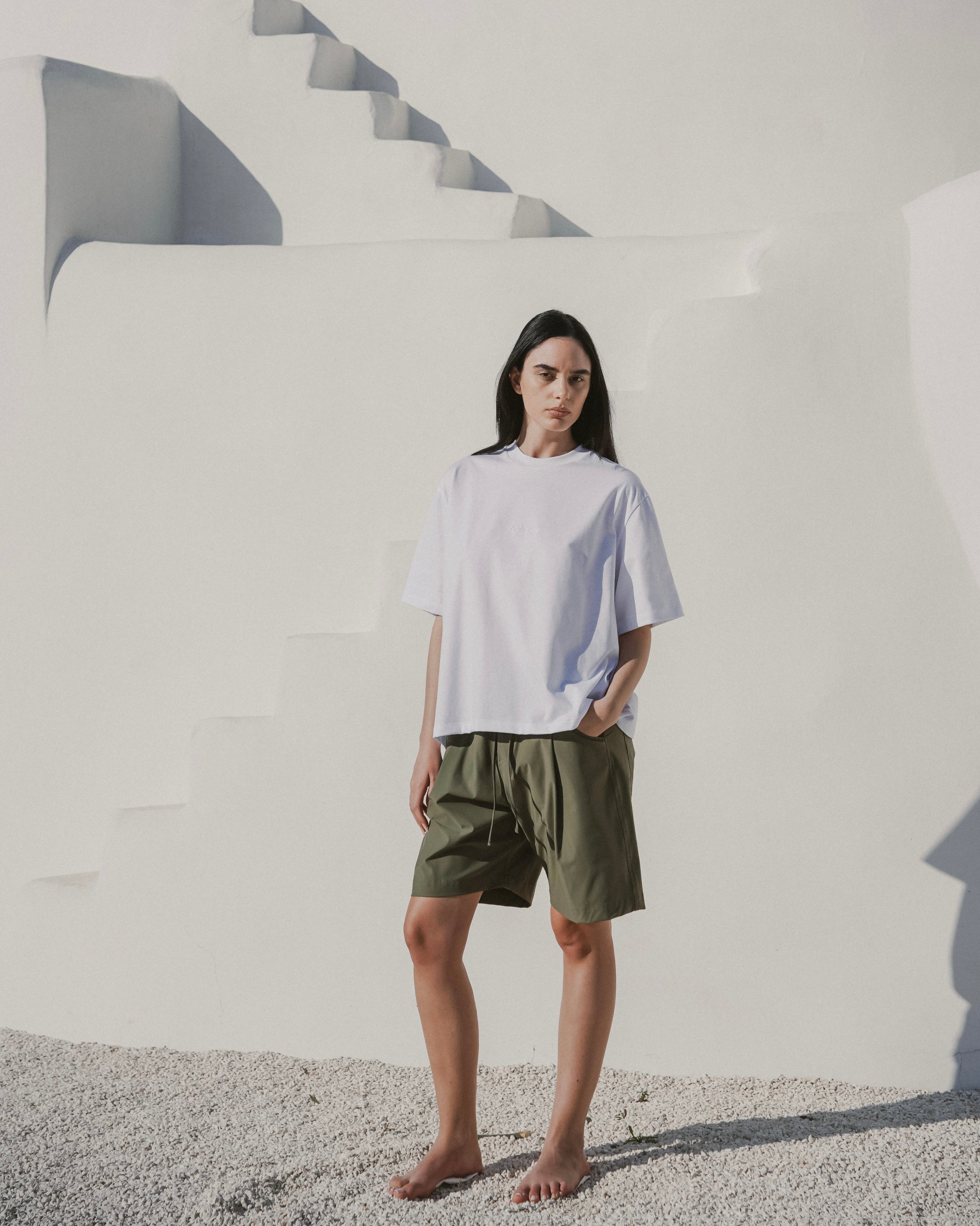 White embroidered tee