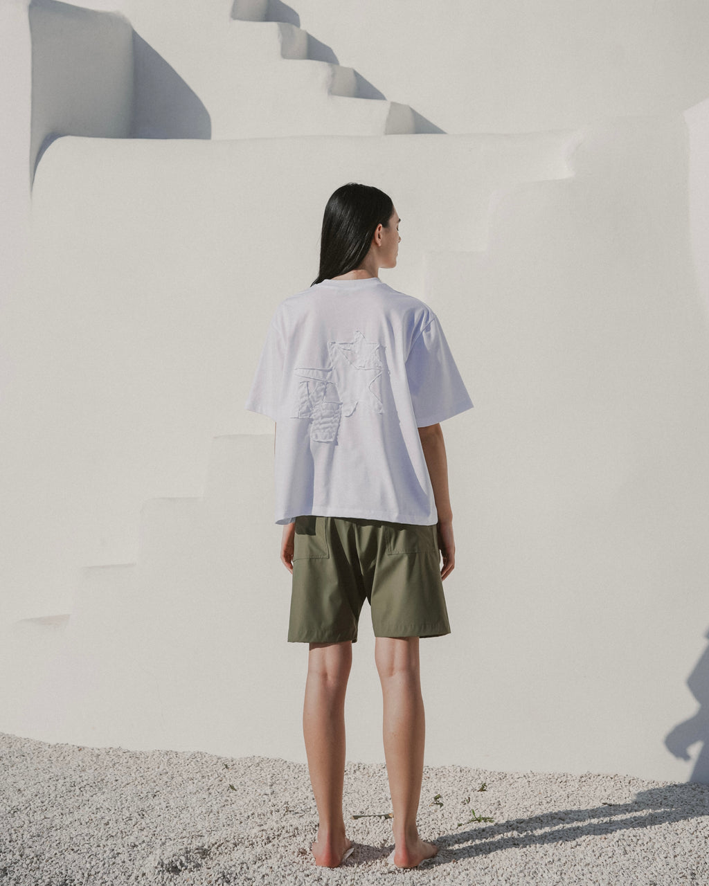 White embroidered tee