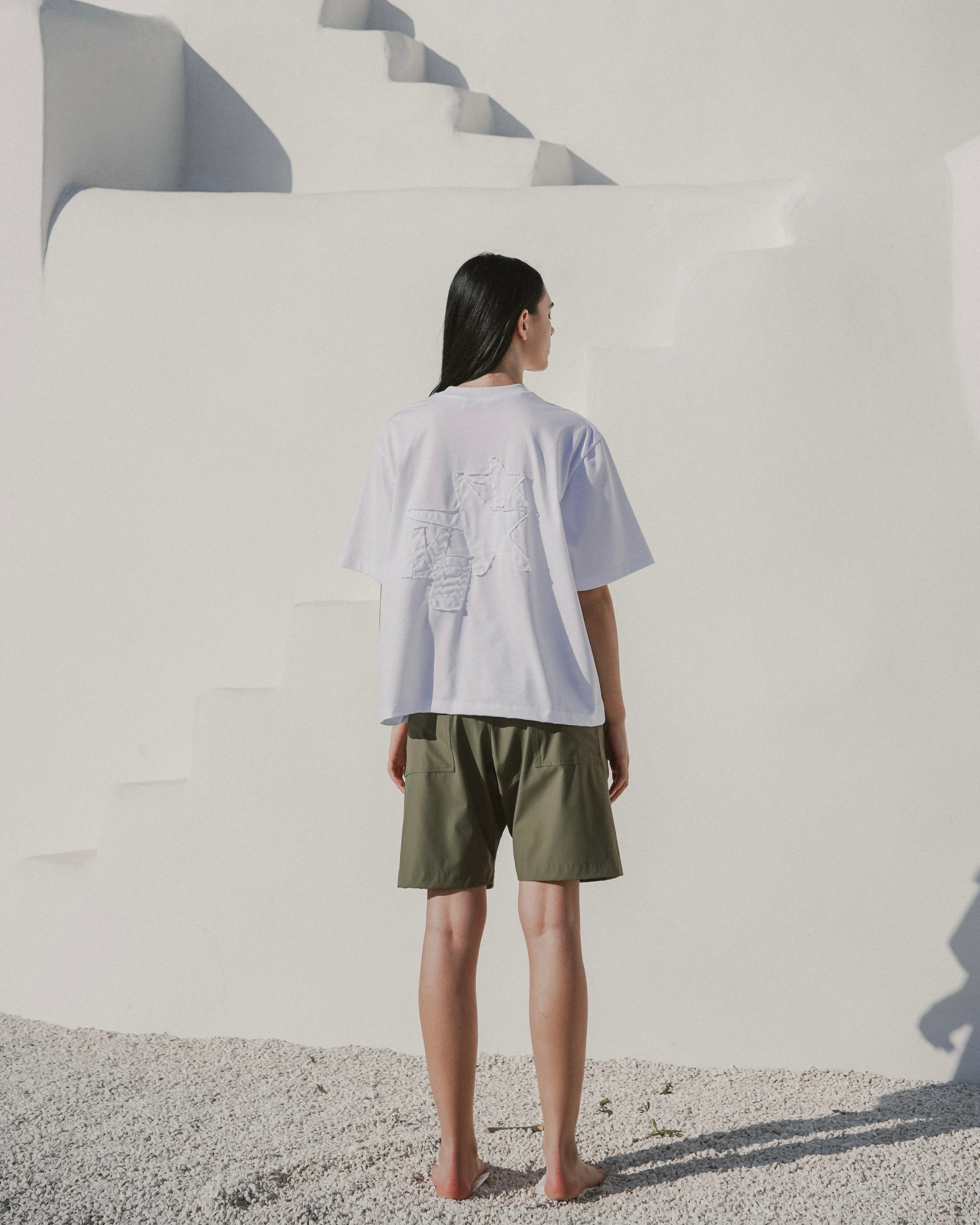 White embroidered tee