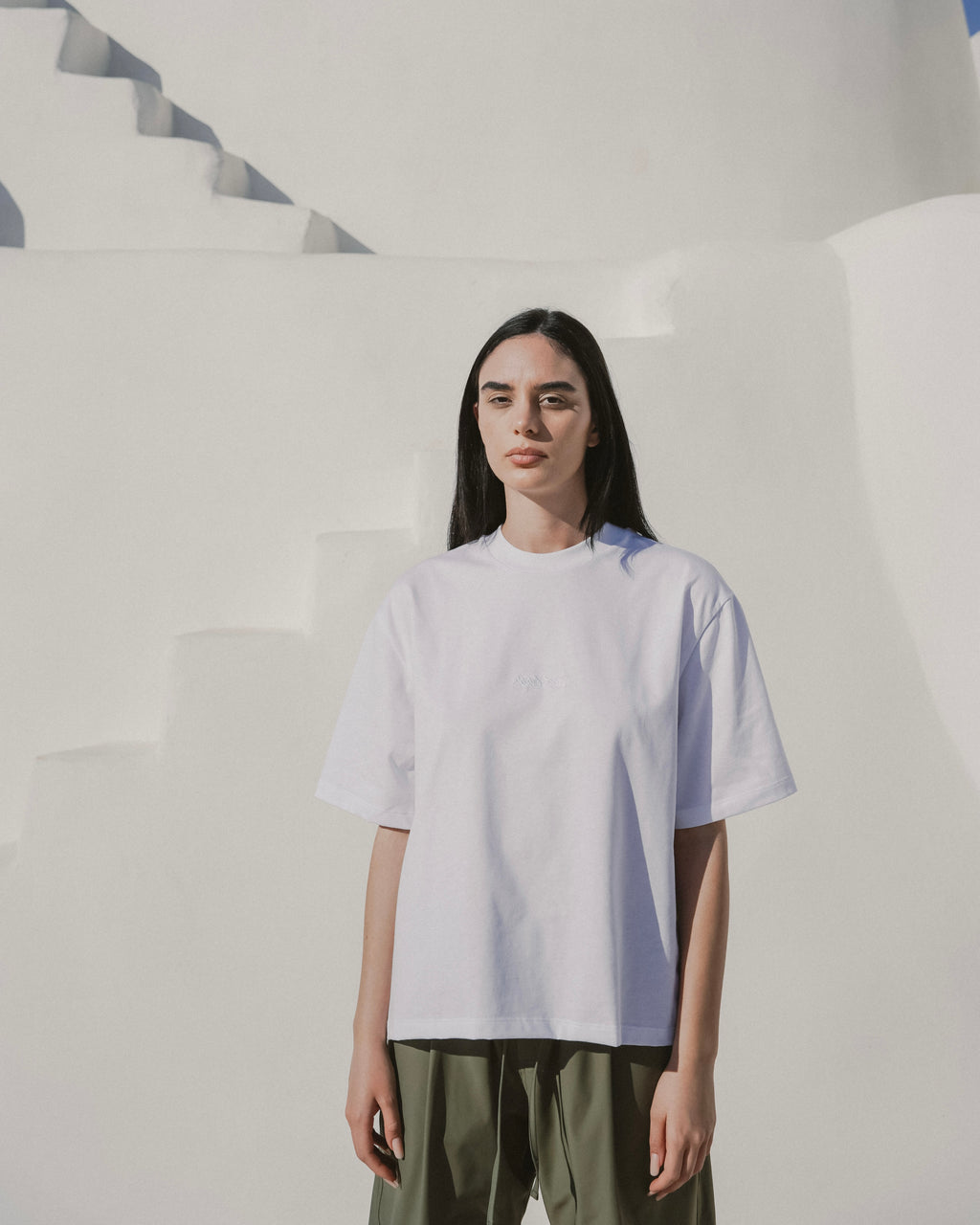White embroidered tee
