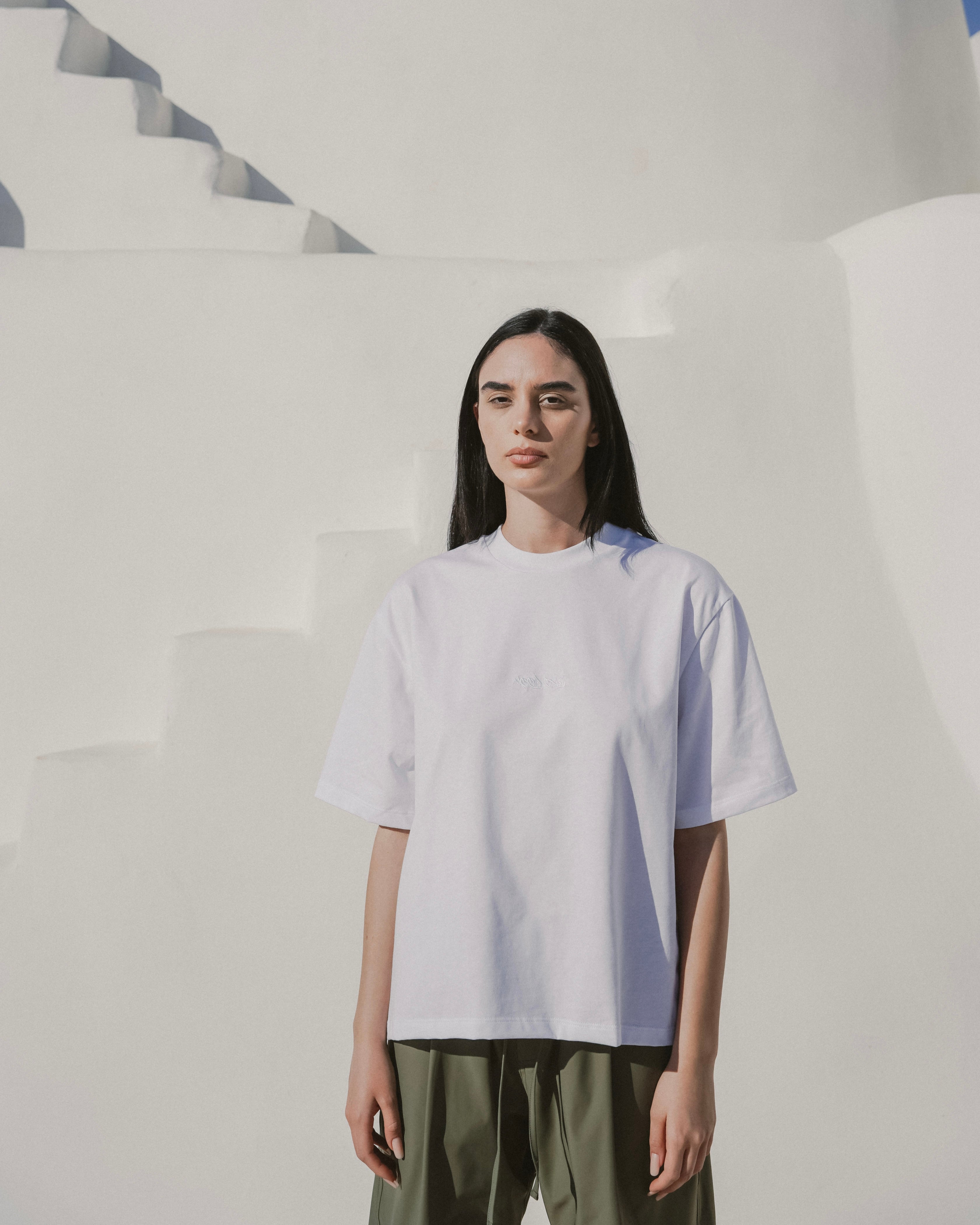 White embroidered tee