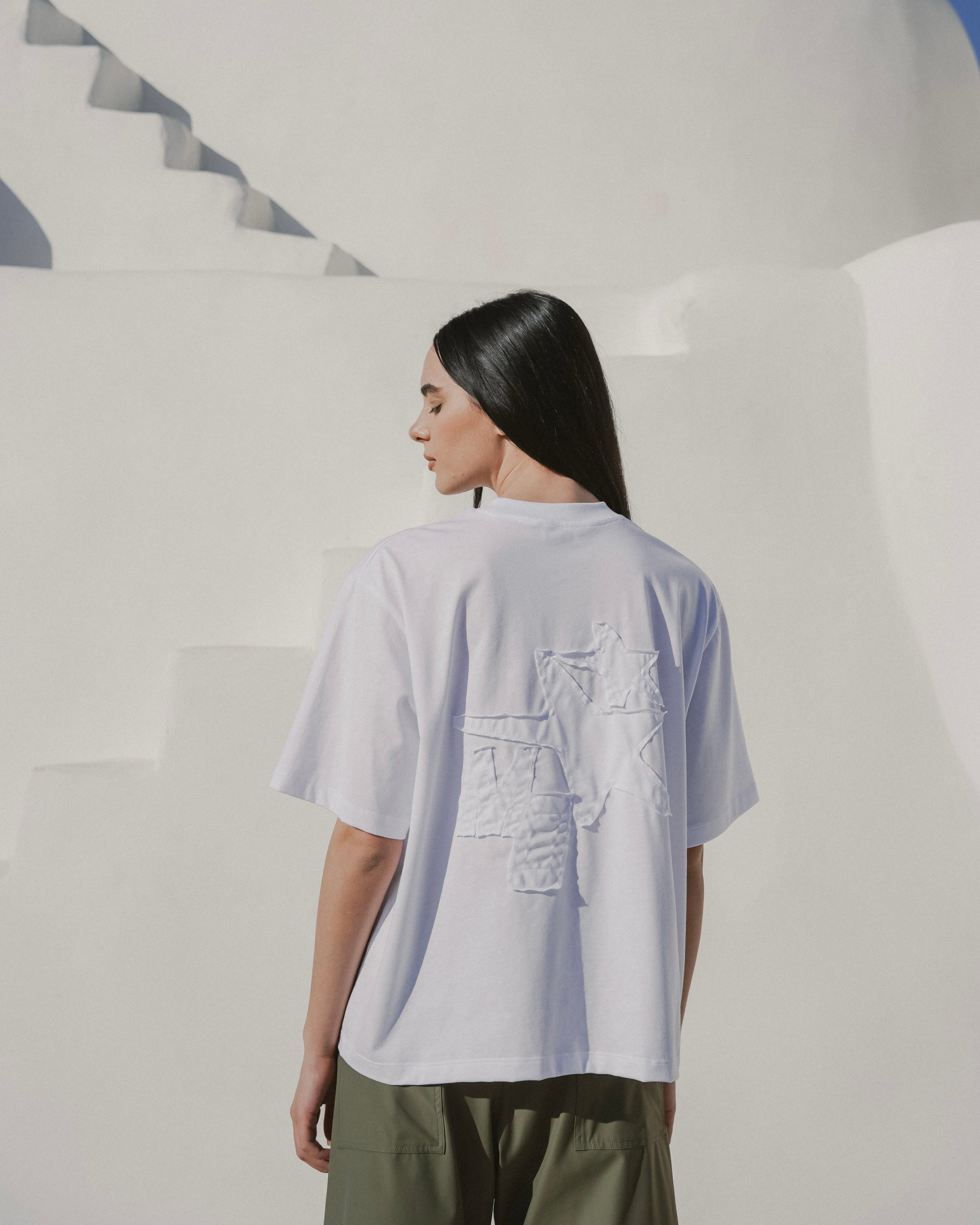 White embroidered tee