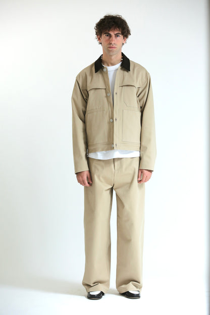 Pantalone Baggy in cotone beige