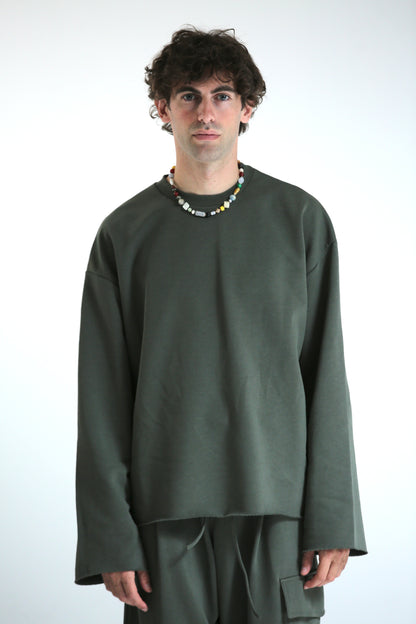 Long sleeve felpa verde REVERSIBILE