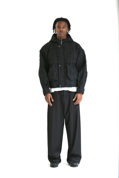 Bomber crop trapuntato nero