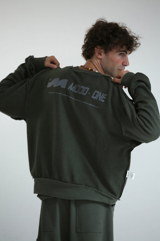 Felpa crop REVERSIBILE verde