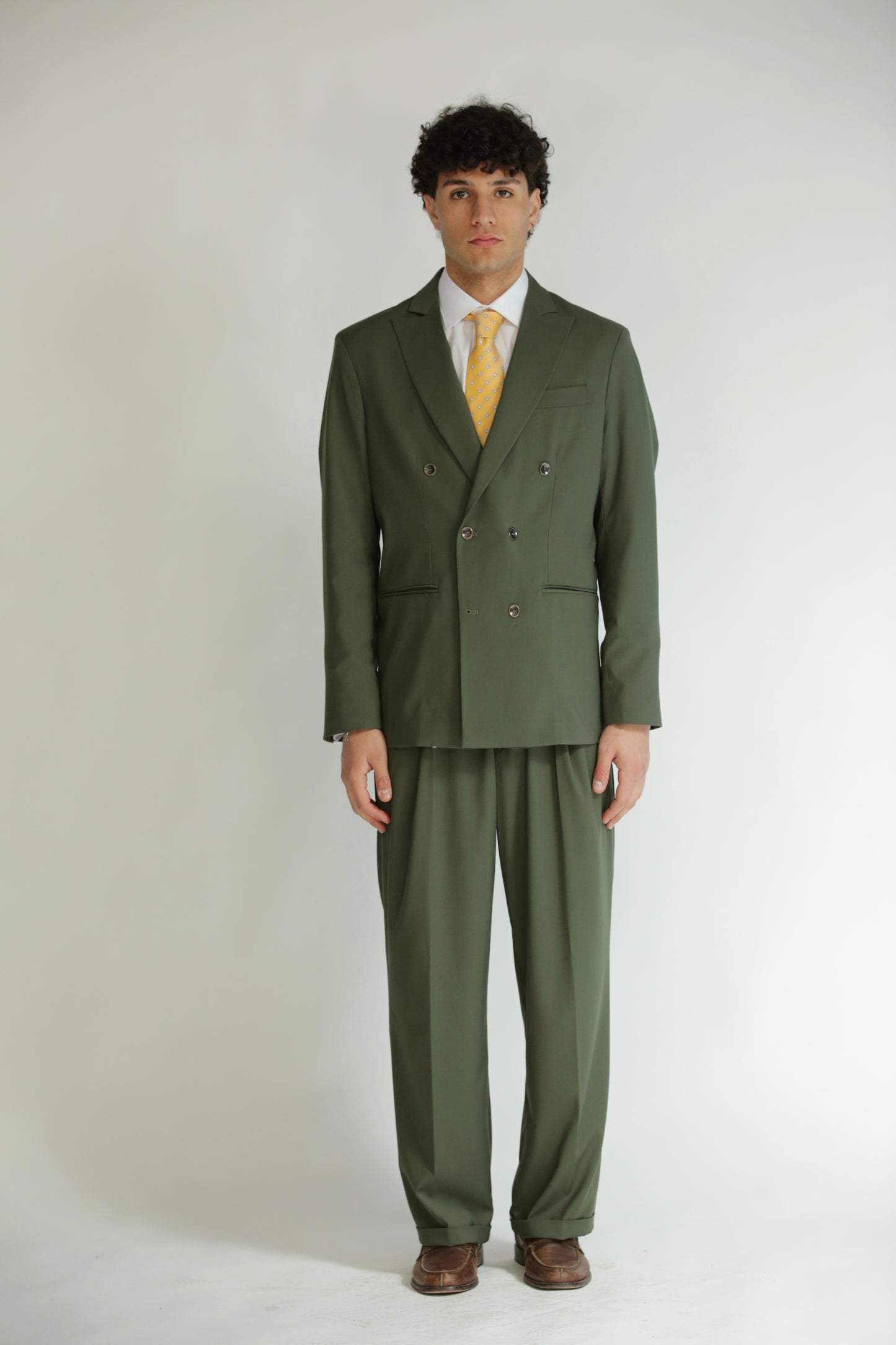 Pant vita alta fondo largo verde