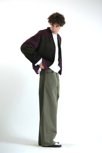 Cardigan mohair viola nero verde