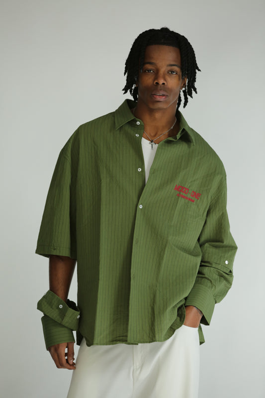 Camicia manica smontabile righe verde