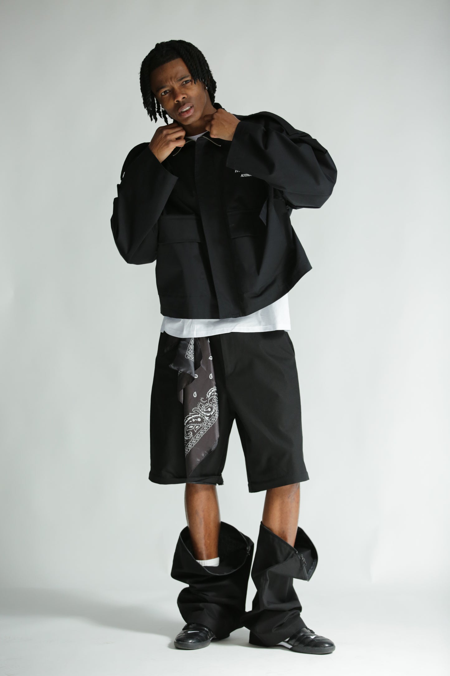 Pant/bermuda zip nero
