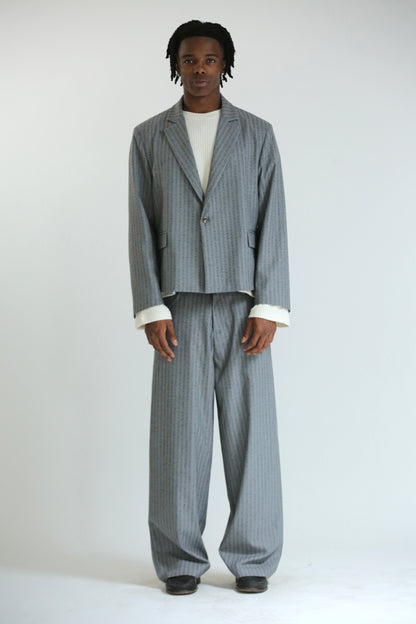 Pantalone Baggy grigio gessato
