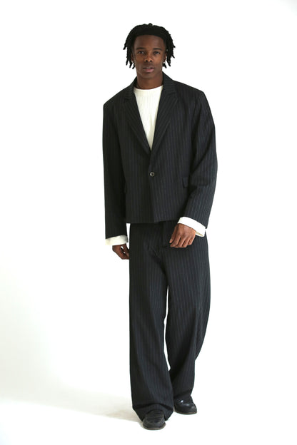 Pantalone Baggy gessato nero
