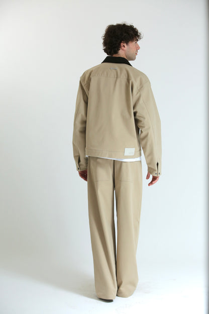 Pantalone Baggy in cotone beige
