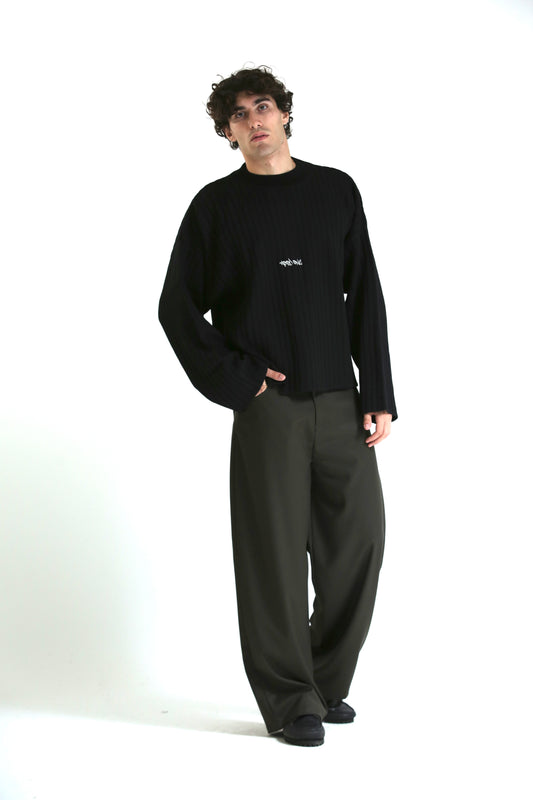 Maglione crop logo nero