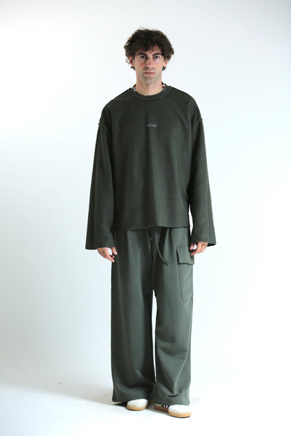 Long sleeve felpa verde REVERSIBILE