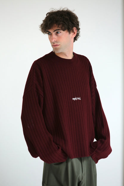 Maglione crop logo bordeaux
