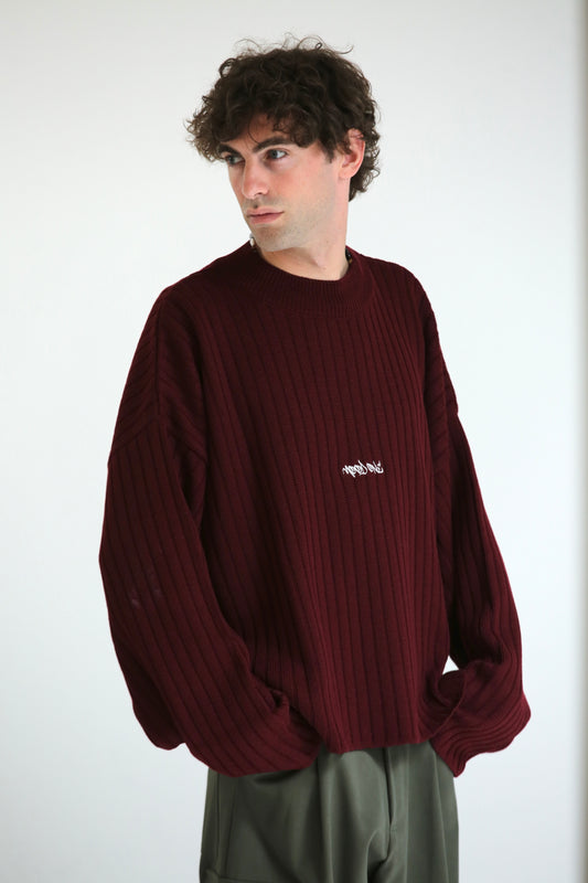 Maglione crop logo bordeaux