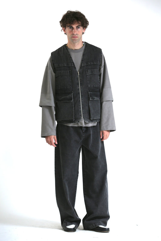 Gilet denim lavaggio black
