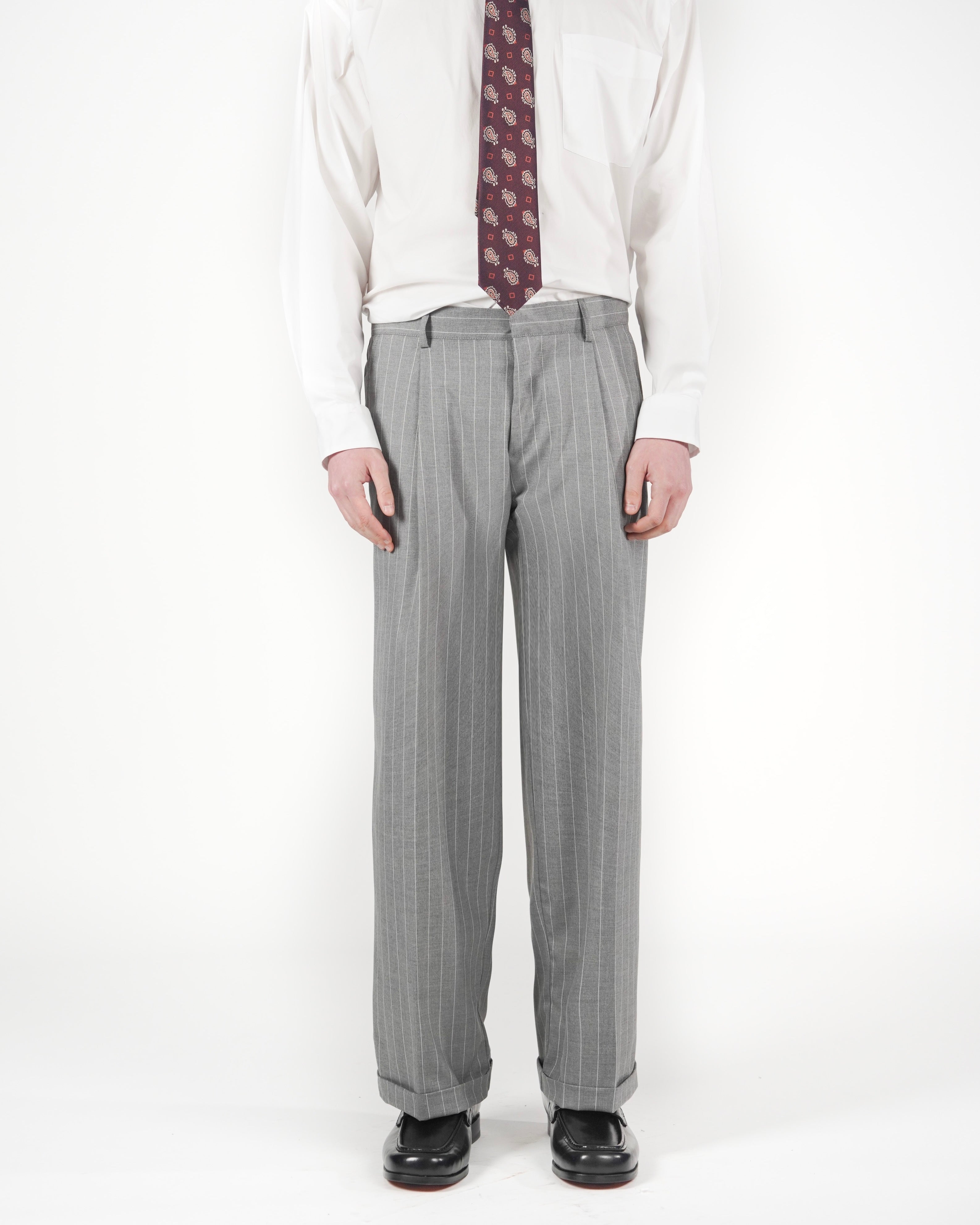 Pantalone loose fit sartoriale gessato grigio