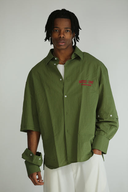 Camicia manica smontabile righe verde