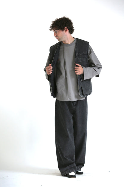 Gilet denim lavaggio black