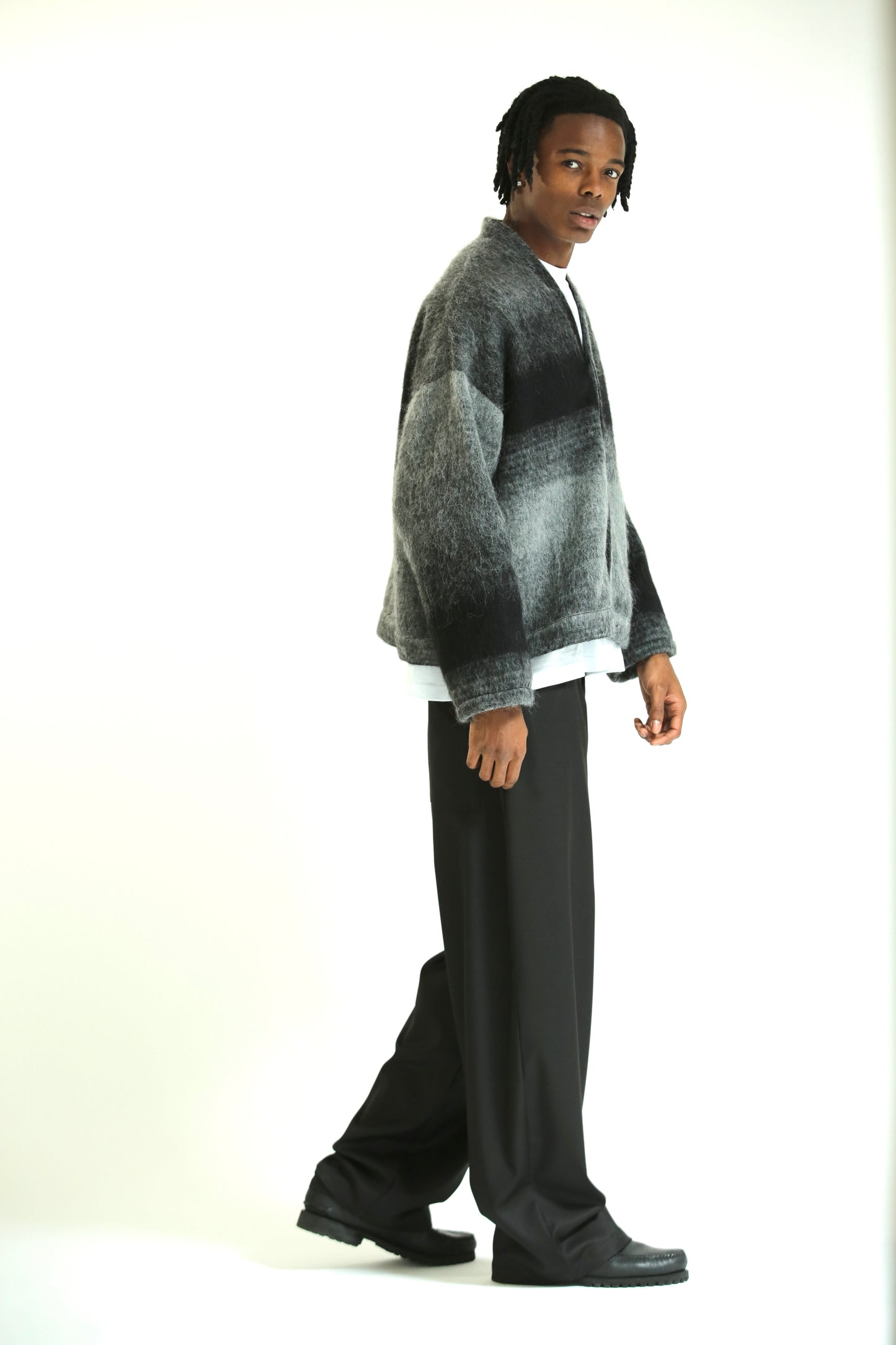 Cardigan mohair grigio nero