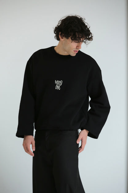 Felpa crop girocollo nero