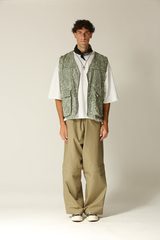 Gilet ricamo verde borsa estraibile