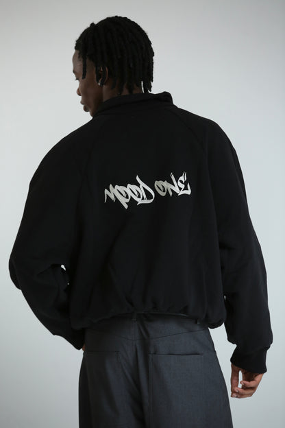 Felpa zip collo alto nera