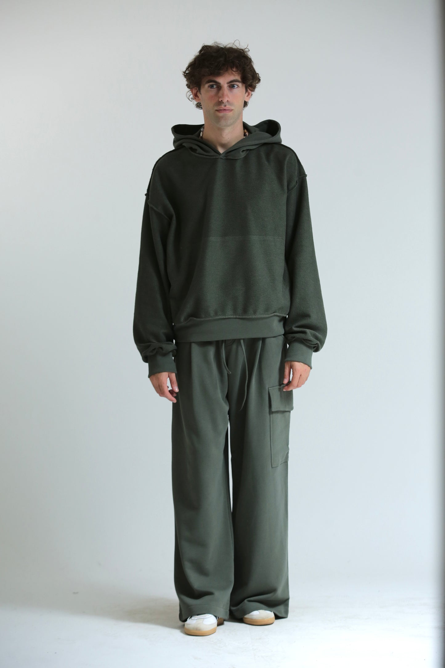 Pantalone Baggy felpa tasconato verde
