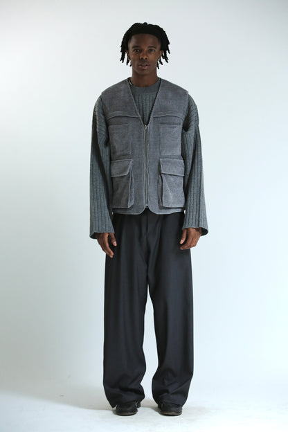 Gilet REVERSIBILE nero nylon / grigio ciniglia